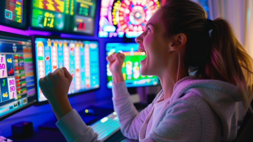 Happy winner from online gambling